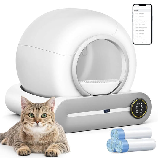 Litière automatique autonettoyante pour chat — Contrôle via application, Stérilisation UV et Désodorisation