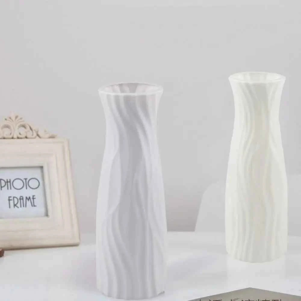 Plastic Flower Vase Imitation Ceramic Solid Color Flower Arrangement Container Living Room Decoration