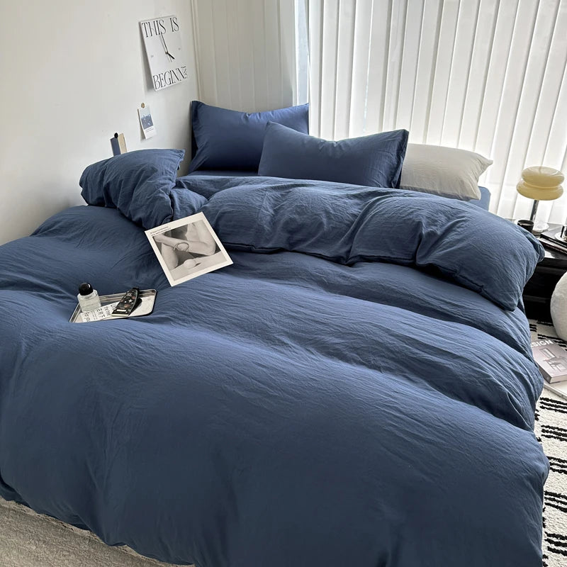 Solid Cotton Bedding Set | Duvet Cover & Sheet