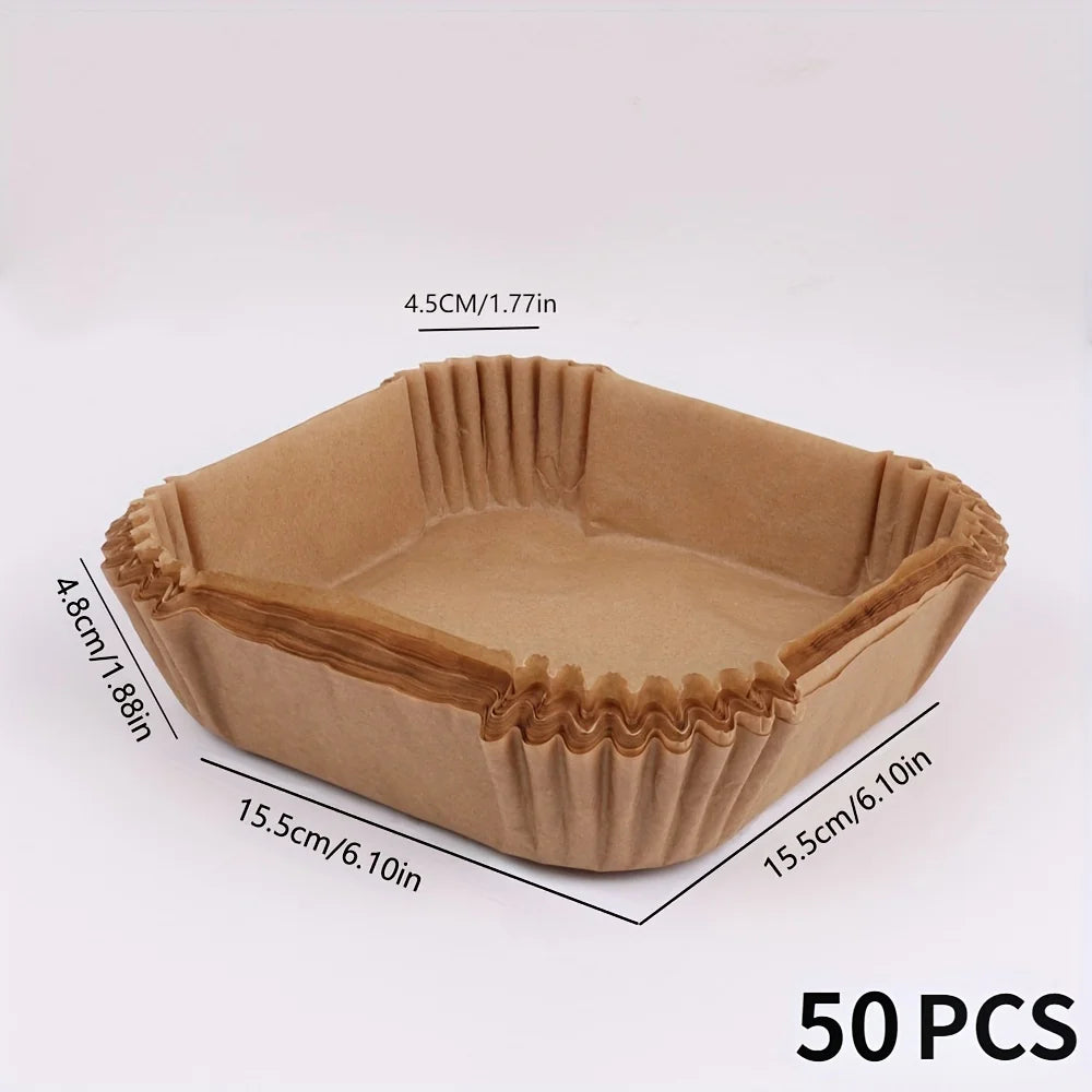 50-Pack Non-Stick Air Fryer Liners for Baking & Microwave Ovens