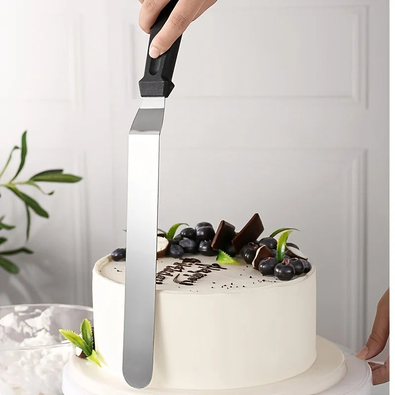 3pcs 6/8/10inch Cake Decorating Angled Butter Cream Icing Spatula Stainless Steel Offset Frosting Spatulas Baking Knife Smoother