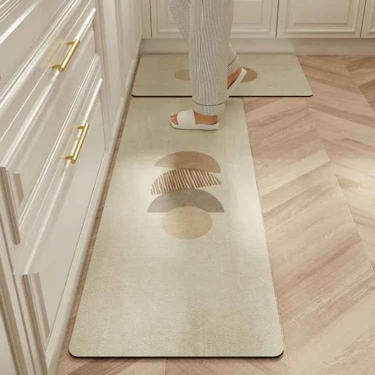 Carpet for Kitchen Waterproof Floor Mat Beige Carpets Pvc Leather Non-slip Oil-proof Long Foot Mats Home Decoration Rug Balcony