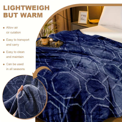 Luxurious Blue Flannel Throw Blanket - Ultra-Soft Cozy Winter Bedroom & Couch Cover,Good For Sleep,1KG,LARGE BLANKET