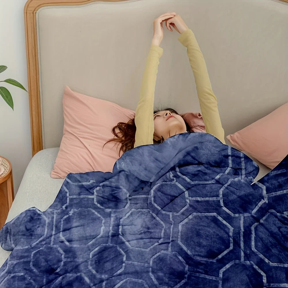 Luxurious Blue Flannel Throw Blanket - Ultra-Soft Cozy Winter Bedroom & Couch Cover,Good For Sleep,1KG,LARGE BLANKET