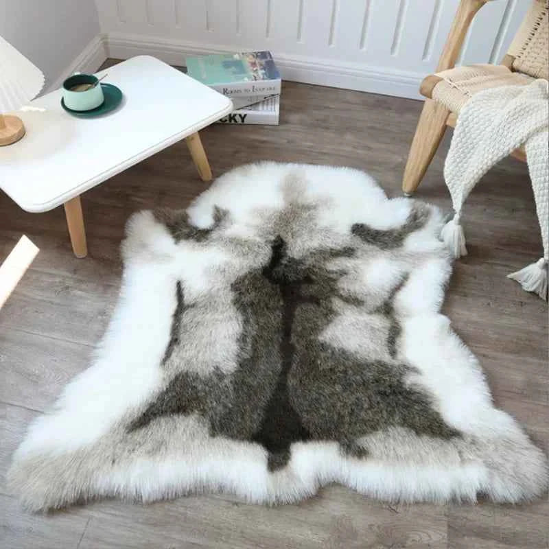 Modern Minimalist Machine Washable Faux Reindeer Fur Carpet Bedroom Blanket Floor Mat Bedside Faux Animal Blanket