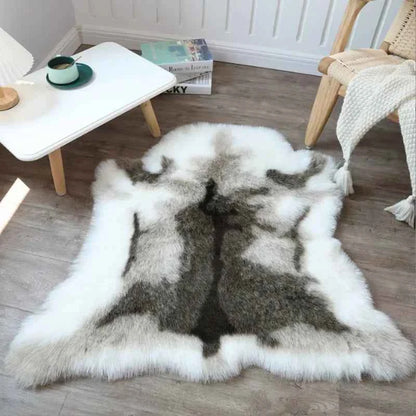 Modern Minimalist Machine Washable Faux Reindeer Fur Carpet Bedroom Blanket Floor Mat Bedside Faux Animal Blanket
