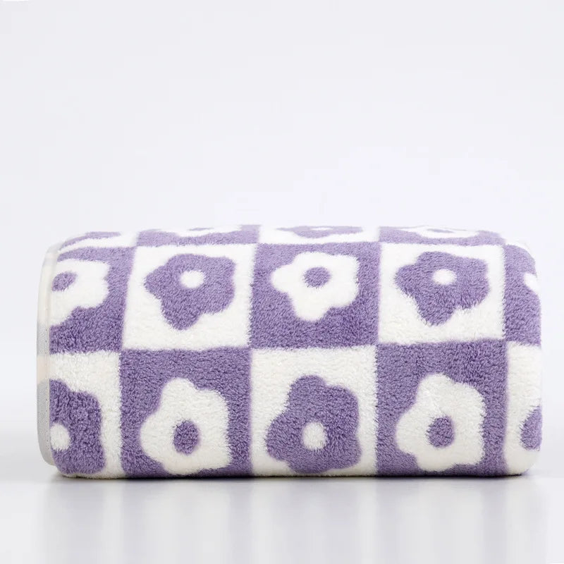 35x75cm Flower PatternCoral Velvet Absorbent Quick Drying Face Towel Soft - Bath Towel