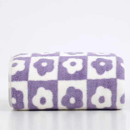 35x75cm Flower PatternCoral Velvet Absorbent Quick Drying Face Towel Soft - Bath Towel
