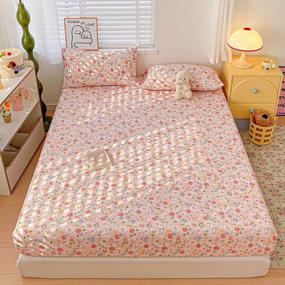 Non-Slip Fitted Sheet Set with Pillowcase, Queen