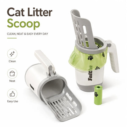 Cat Litter Scoop with Integrated Waste Bin