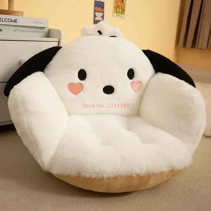 Kawaii Cinnamoroll Big Size Cute Plush Half Surrounded Black Kuromi Cushion Backrest Dormitory Office Non-Slip Chair Cushion