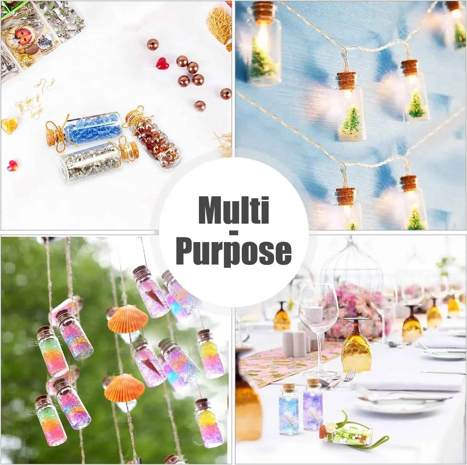 Small Glass Bottles with Cork Tiny Empty Glass Jars Craft Art Vials Transparent Wishing Bottles Birthday Wedding Party Favors