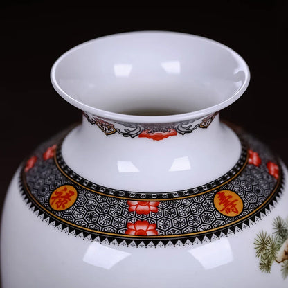 Jingdezhen Ceramic Vase — Vintage Chinese Traditional Animal Design Fine Porcelain Home Decor