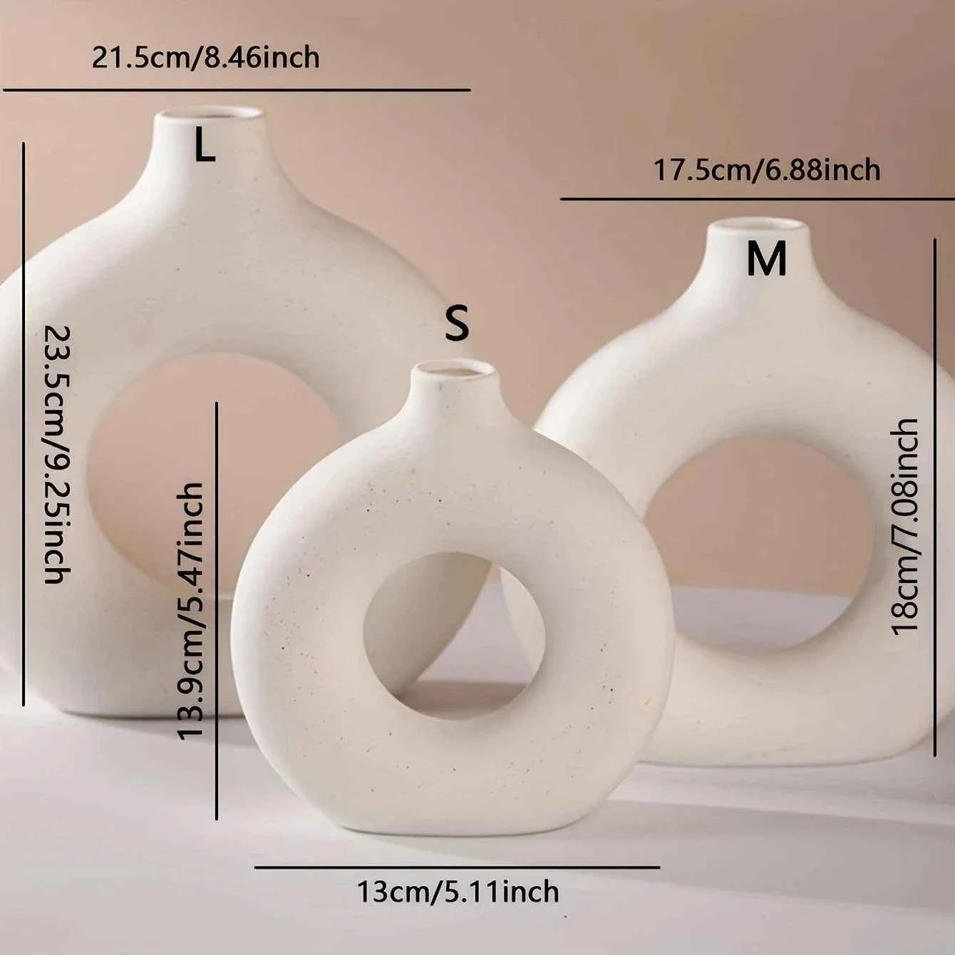 1PC-Elegant Ceramic Frosted Circular Donut Vase - Modern Minimalist Decor, Perfect for Flower Arrangement and Home Decoration