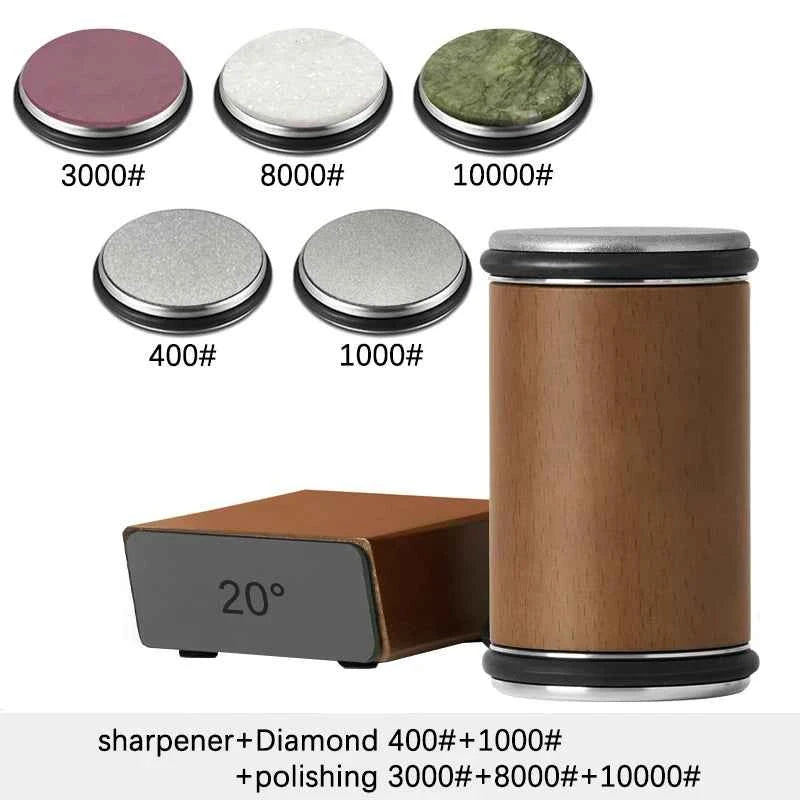 Rolling Knife Sharpener Double Sided Diamond Sharpening Stone 15/20° Degree Magnetic Angle Roller Sharpening for Kitchen Knives