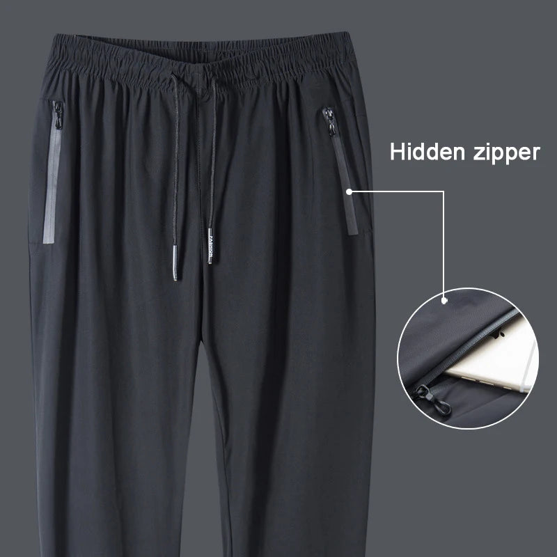 Men's Ice Silk Quick Dry Casual Pants — Slim Fit Korean Sports Straight Trousers