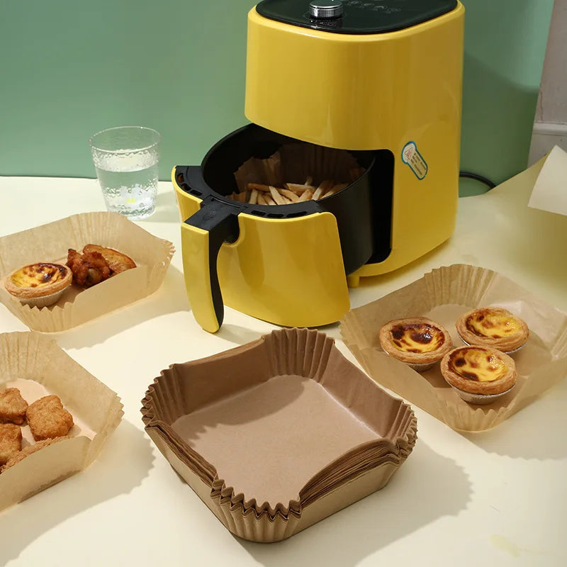 50-Pack Disposable Air Fryer Paper Liners, Non-Stick Square