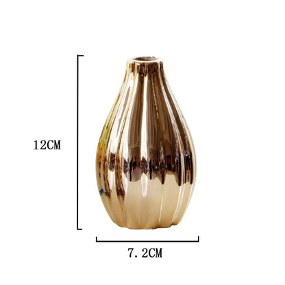 Unique Oval Shape Plating Ceramic Flower Vase Decorative Modern for Home Centerpieces Three Different Styles