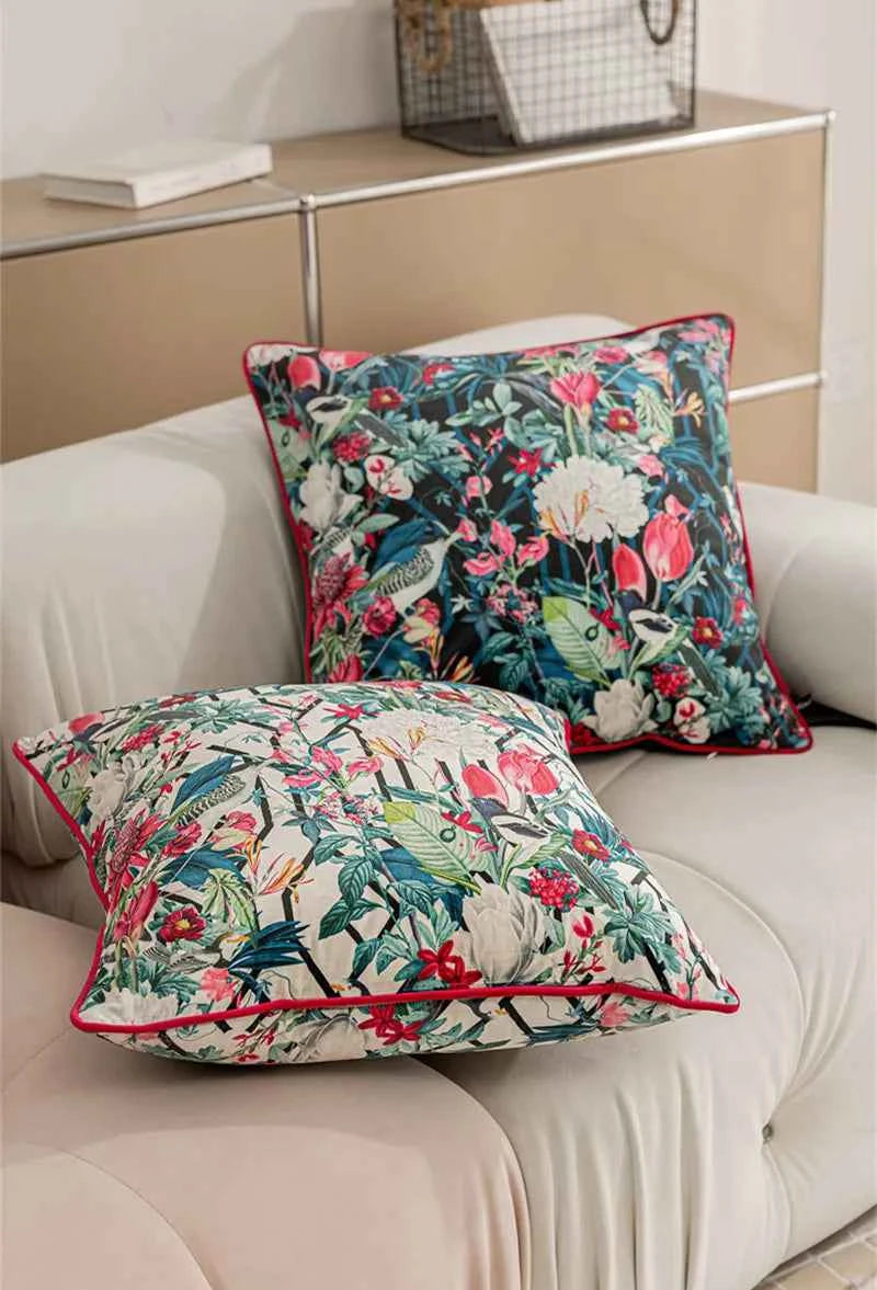 Vintage Floral Velvet Throw Pillow Covers Home Art Deco Pillowcase Square Pillow Case Cushion Cover for Bed Sofa Living Room Car