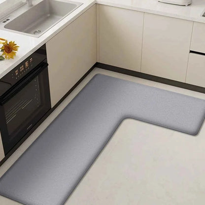 Thickened kitchen L-shaped absorbent floor mat household flannel non-slip anti-fall mat dirt-resistant oil-absorbing foot mat