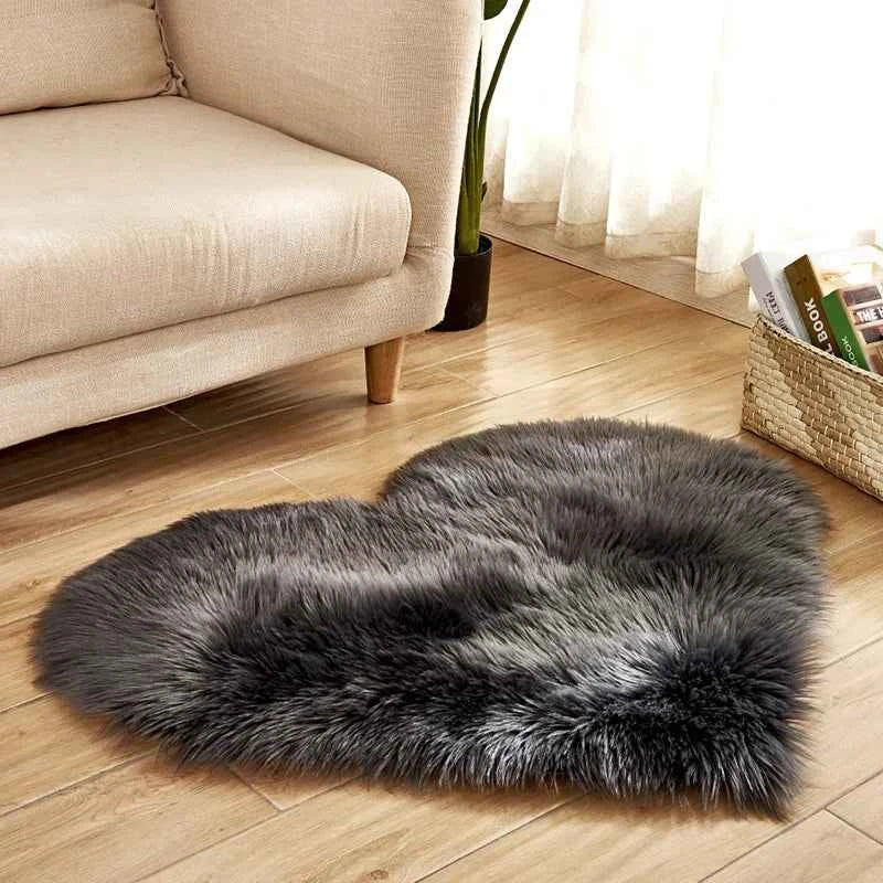 Heart Shaped Faux Fur Rug Bedroom Fluffy Shaggy Area Rugs Sheepskin Fuzzy Rug Carpets Throw Shag Rug Sofa Decor Floor Mat Plush