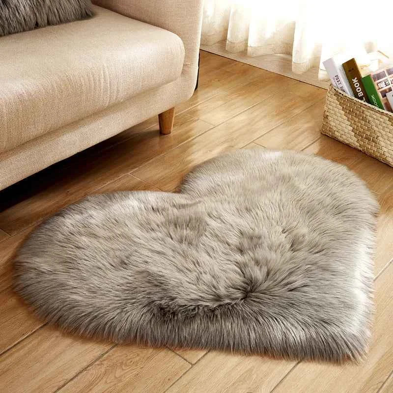 Heart Shaped Faux Fur Rug Bedroom Fluffy Shaggy Area Rugs Sheepskin Fuzzy Rug Carpets Throw Shag Rug Sofa Decor Floor Mat Plush