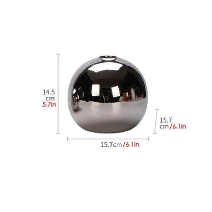 Luxury Galvanized Silver Ball Ceramic Vase Living Room Dining Table Art Vase Plant Flower Flower Arrangement Countertop Ornament