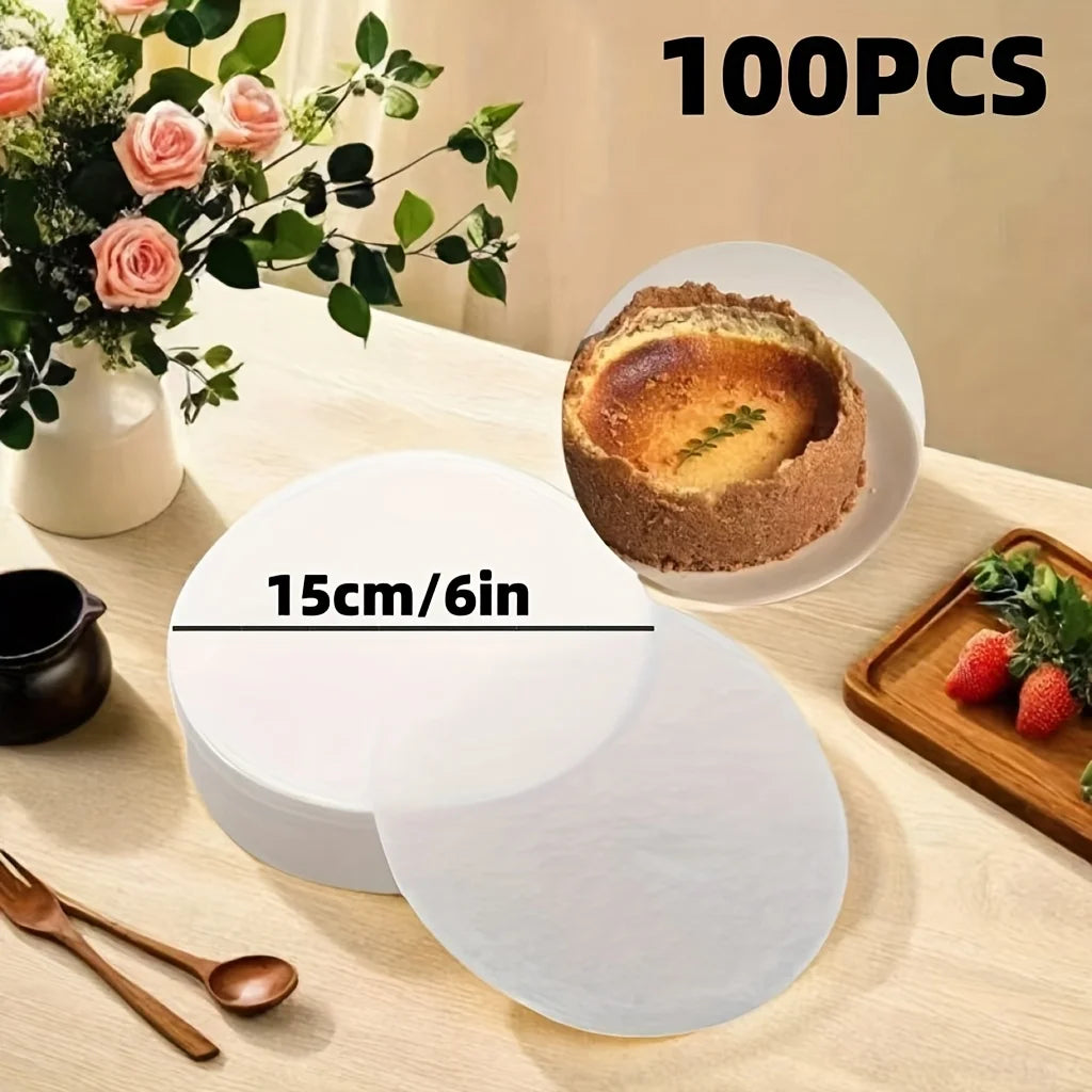 100pcs 6Inch Baking Parchment Circles Baking Paper Liners Non Stick Parchment Paper Rounds for Spring Form Cake Tin Tortilla