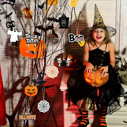 36 Pcs Halloween Wood Hanging Ornaments Ghost Style