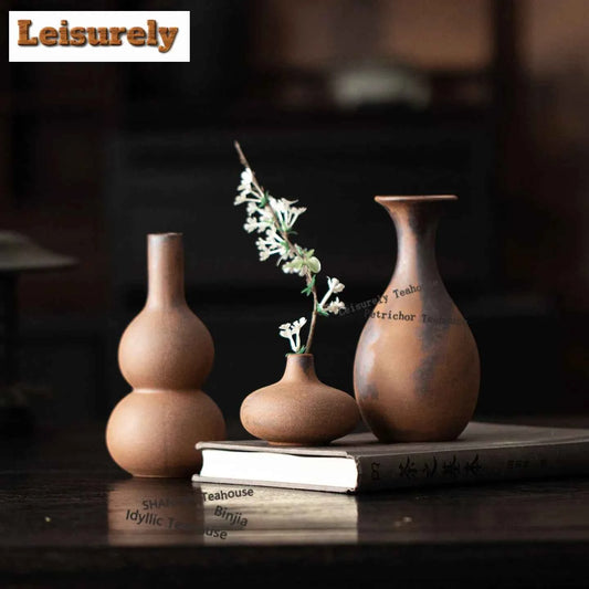Old Rock Clay Vase Ancient Flower Basket Ornaments For Home Plant Pot Household Flowerpot Chinese Tea Set Accessories Supplies