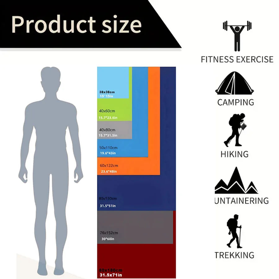 Thick Sand-Free Microfiber Sports Towel — Beach, Swim & Gym