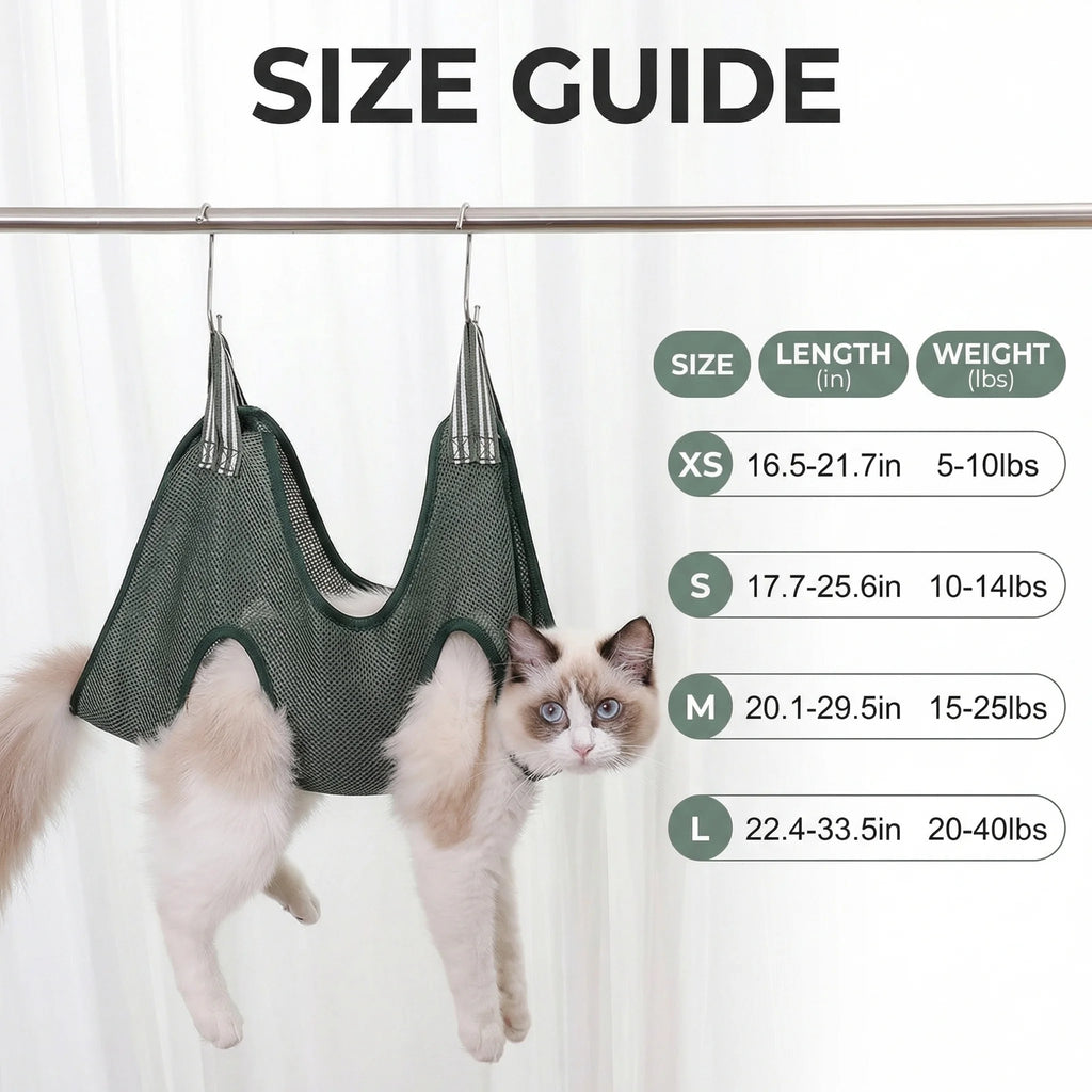 Adjustable Cat Grooming Hammock & Restraint Bag