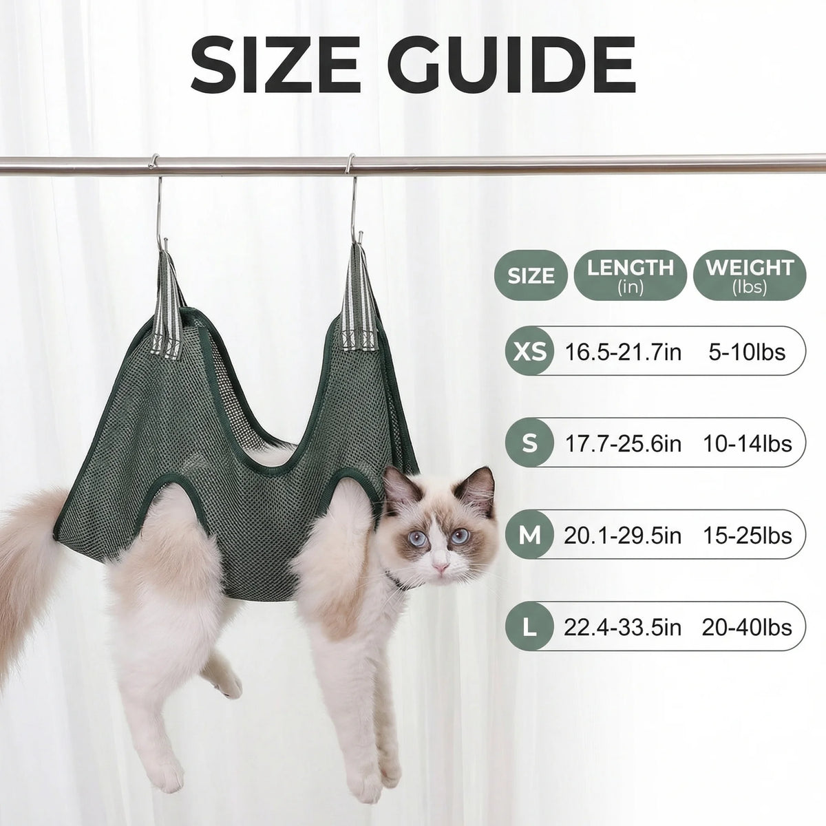 Adjustable Cat Grooming Hammock & Restraint Bag