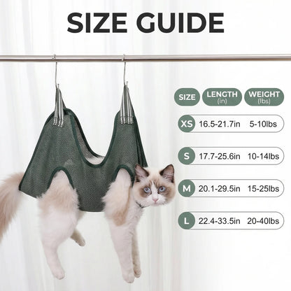 Adjustable Cat Grooming Hammock & Restraint Bag