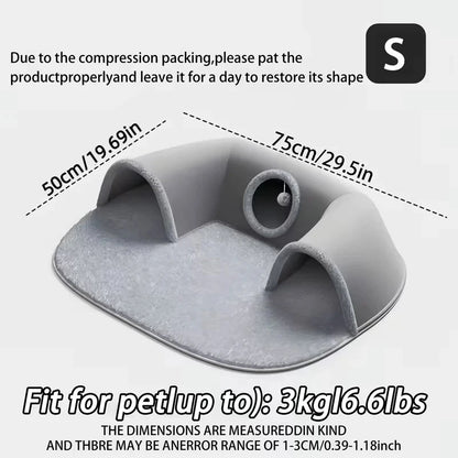 U-Shaped Cat Tunnel Bed, Detachable & Washable