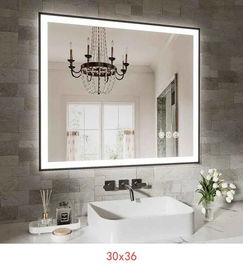 72x36 Inch Frameless Smart LED Bathroom Mirror with Touch Control and Anti-Fog Feature