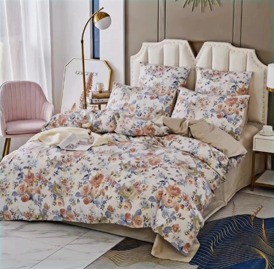 Duvet Cover Pillowcases Set,  600 TC, 100% Egyptian Cotton,  Printed and Solid Colors, US, UK Size,  Customize