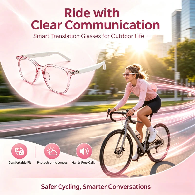 Smart Translation Glasses – 160 Languages, Photochromic Lenses, Bluetooth Audio, Drive & Cycle Safe