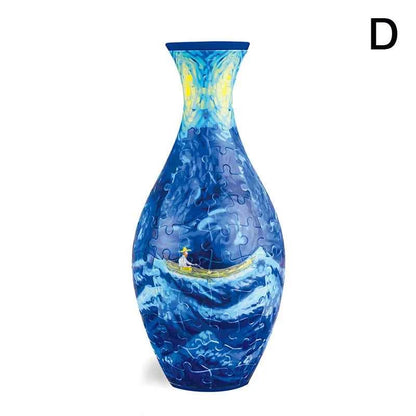 3D Puzzle Vase Flower Porcelain Design DIY Assembly Educational Toy Home Decoration House Arrangement Warming Christmas Gift Toy
