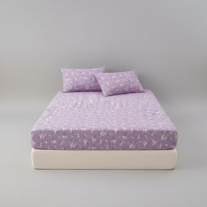 Purple Floral Fitted Bed Sheet | Single, Queen, King