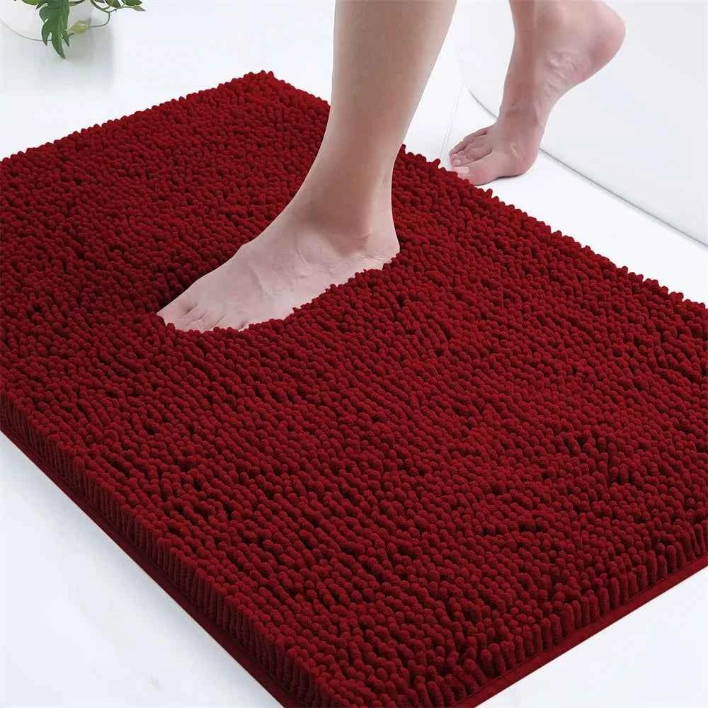 Olanly Chenille Bathroom Rug Extra Soft Shaggy Bath Mat Non-Slip Bathroom Floor Mat Water Absorbent Plush Microfiber Rugs Shower