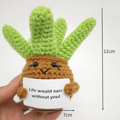 Crochet Flower Artificial Tulip Potted Finished Hand Woven Plants Knitted Sunflower Wedding Gift for Guests Home Decoration