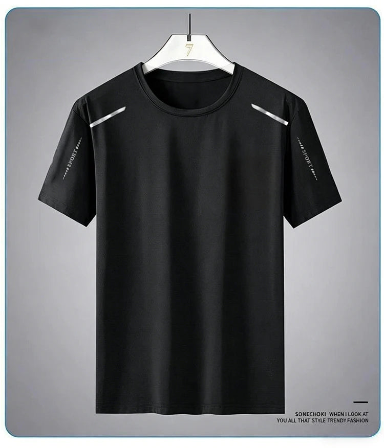 Ice Silk Running Shirts Men Loose Printing Short Sleeve Top Basketball Gym Sportswear For Male Fitness Workout Quick Dry Tee