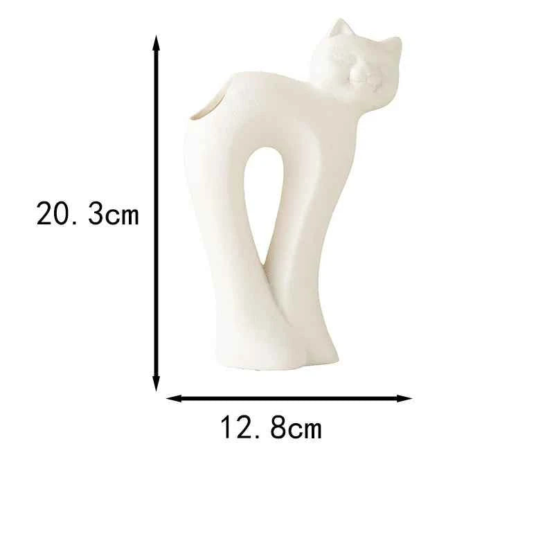 Twisted Cat Ceramic Vase Plant Pots Table Decoration Flowers Arrangement Lovely Kitten Floral Vases Room Aesthetic Decor