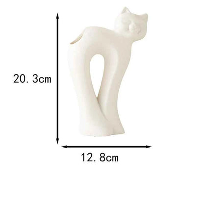 Twisted Cat Ceramic Vase Plant Pots Table Decoration Flowers Arrangement Lovely Kitten Floral Vases Room Aesthetic Decor