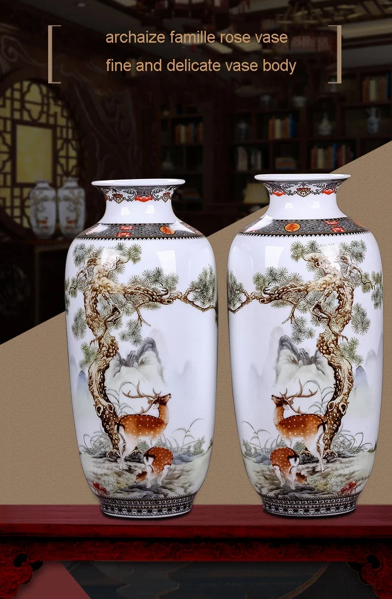 Jingdezhen Ceramic Vase — Vintage Chinese Traditional Animal Design Fine Porcelain Home Decor