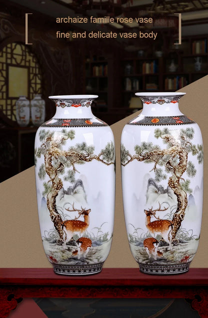 Jingdezhen Ceramic Vase — Vintage Chinese Traditional Animal Design Fine Porcelain Home Decor