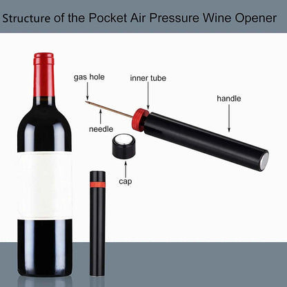 Wine Opener Air Pump Wine Bottle Opener Stainless Steel Pin Cork Remover Air Pressure Corkscrew Kitchen Tools Bar Accessory