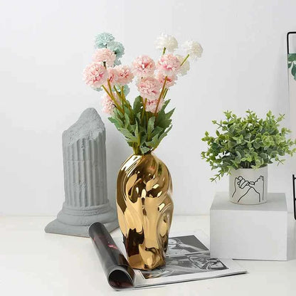 Modern Light Luxury Creative Ceramic Golden Vase Decoration Living Room Bedroom Decoration Cabinet Flower Vase Home Decoration