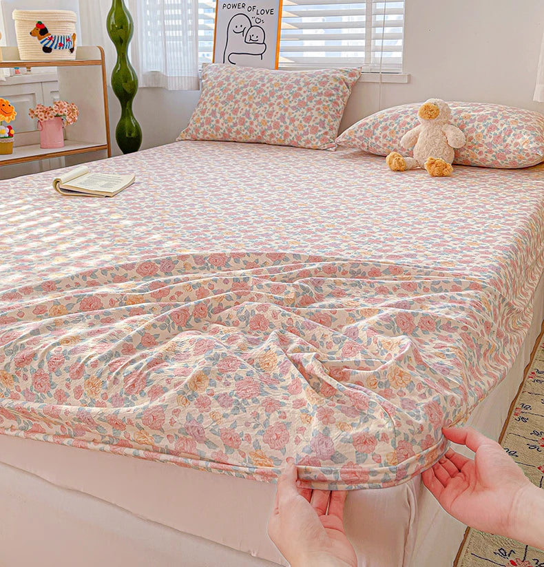 Non-Slip Fitted Sheet Set with Pillowcase, Queen